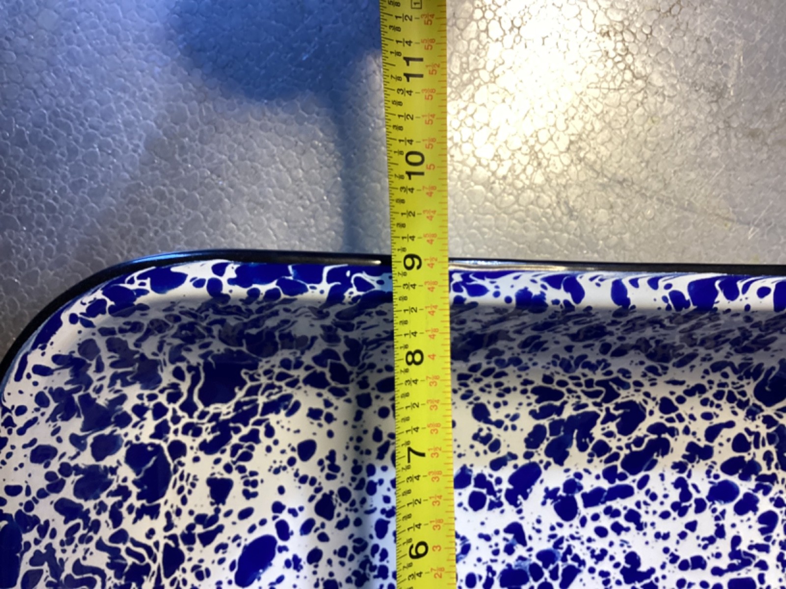 Blue & White Splatter Speckled Enamelware Casserole Baking Dish – 11” x 9”