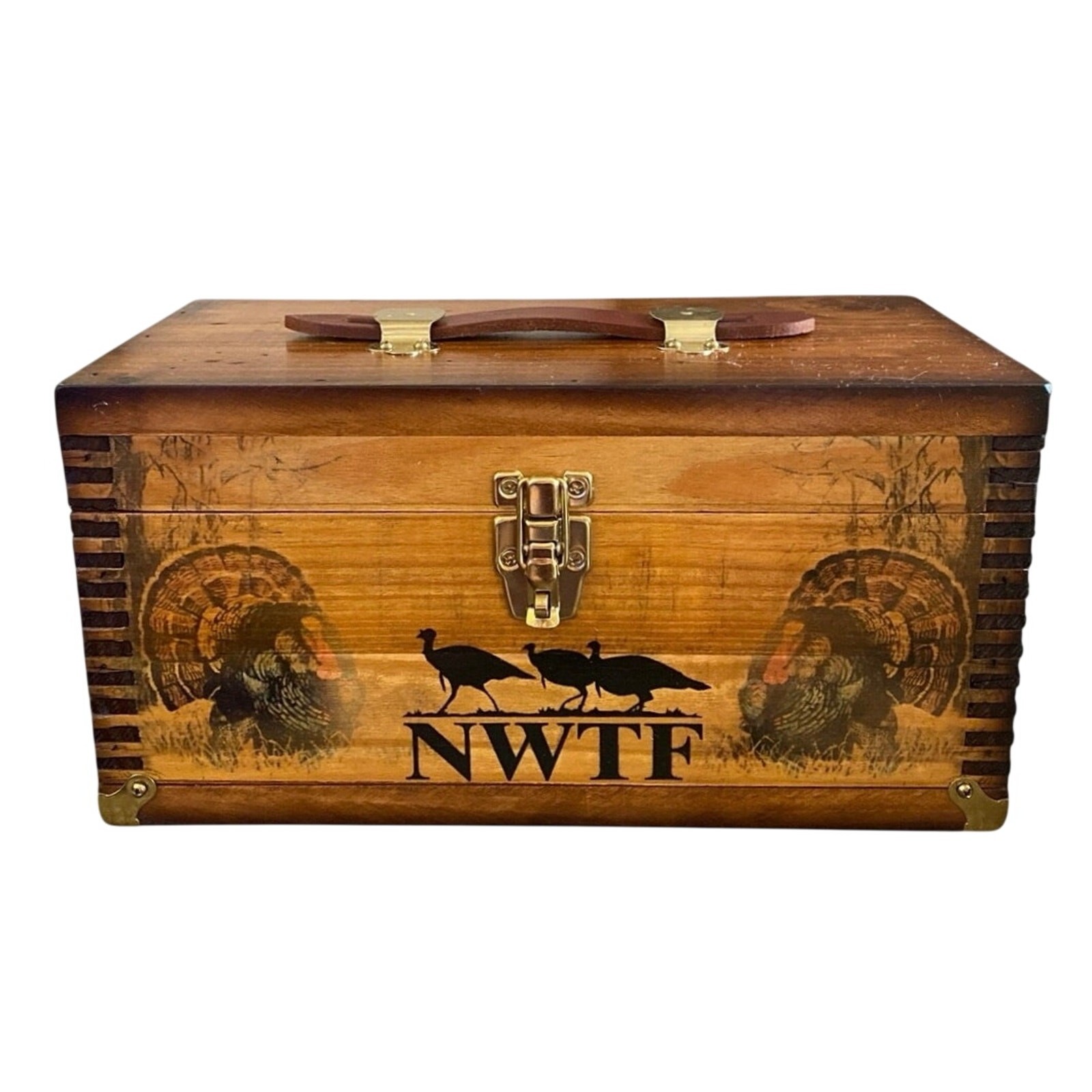 RARE National Wild Turkey Federation Wooden Box Storage Vintage Decorative Ammo