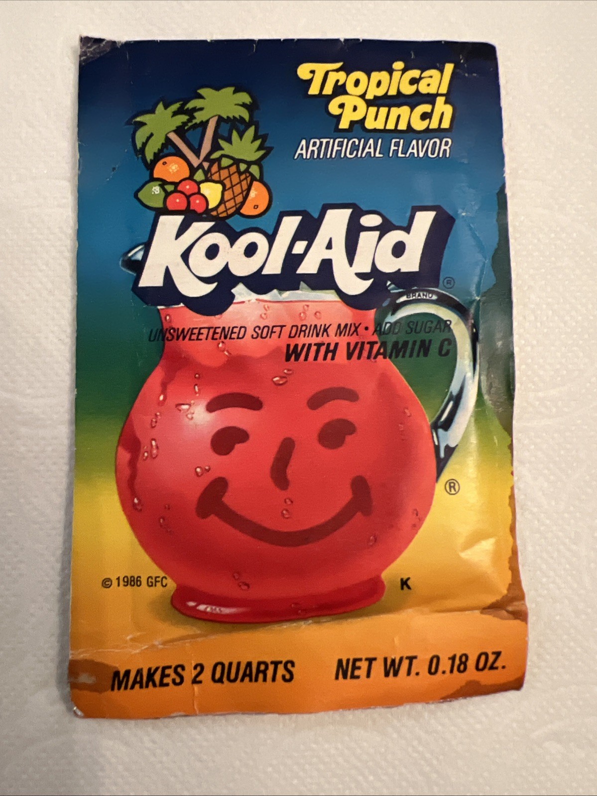 RARE Vintage Kool Aid Drink Mix Packet Tropical Punch 1986
