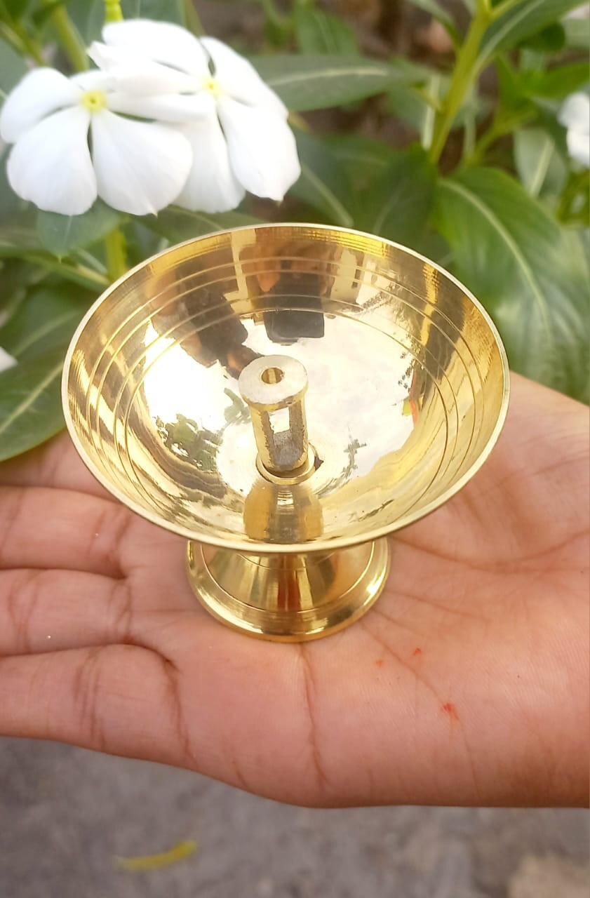 2″ Brass Diya Akhand Oil Lamp Home Temple Puja Navratri Durga Pooja Aarti Diwali