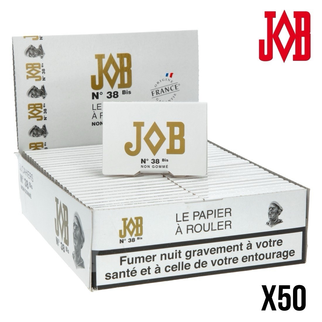50 X 100 JOB WHITE SINGLE WIDE UNGUMMED CIGARETTE ROLLING PAPERS EXCLUSIVE