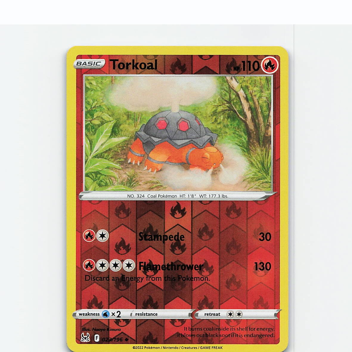 Torkoal 023/196 Uncommon Lost Origin Pokemon Reverse Holo Near Mint
