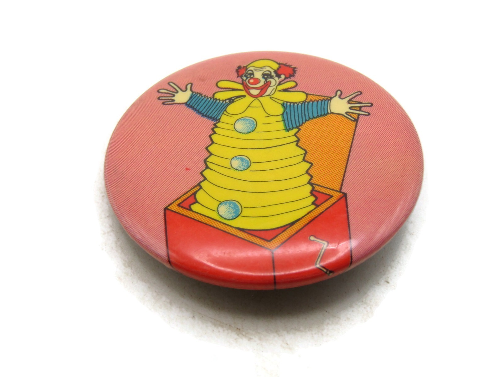 Vintage Jack in the Box Clown Mascot Pinback Button 70s Fast Food Advertising
