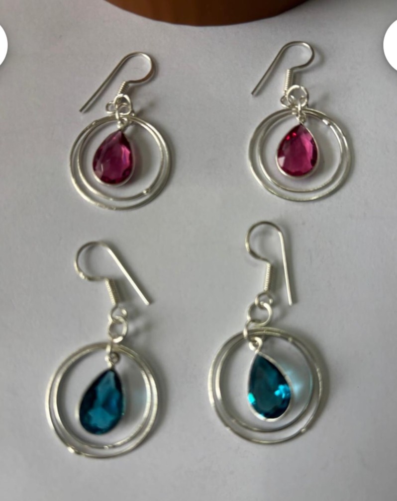925 Silver Plated Lightweight Dangle Earrings | Teardrop Crystal | Handmade Jewe
