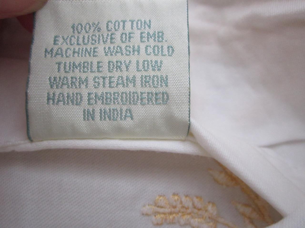 NOS SOURCE PERRIER Collection White Cotton Sateen Wheat Embroidered Boudoir Sham