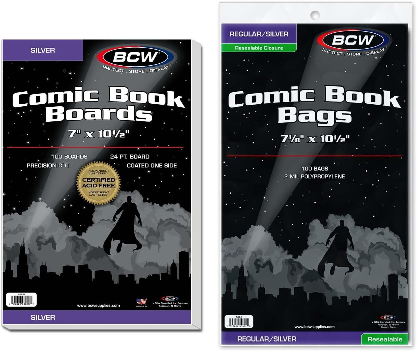 BCW Silver Age Polypropylene Comic Book Bags & Backing Boards Combo Set NEW