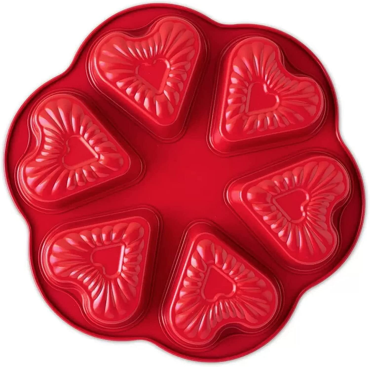 Nordic Ware Heart Cakelette Cake Pan Mold Form 6 Cavity Non-Stick Wedding Shower
