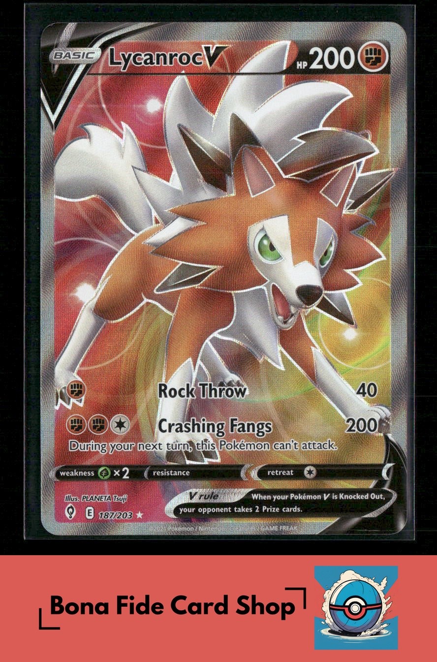 Lycanroc V (Full Art) #187/203 Poke﻿mon Ultra Rare NM 2021