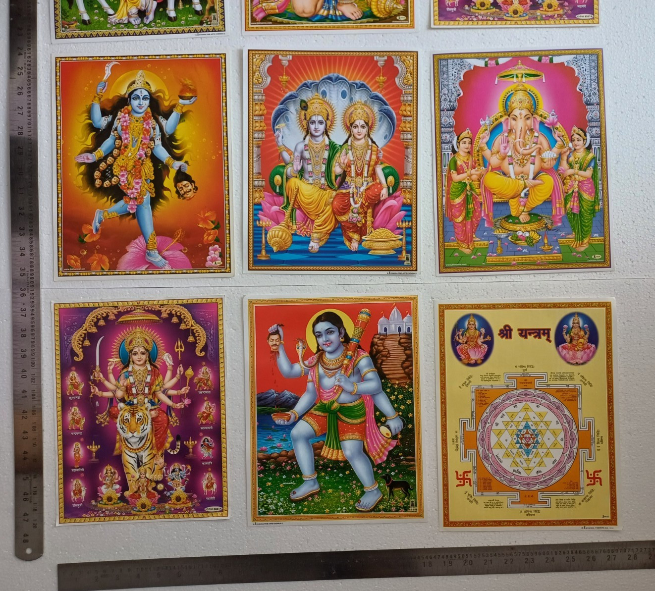 38 Hindu Posters Size 8.5×11 ~Shiva Durga Kali Krishna Rama Hanumana Shri Yantra