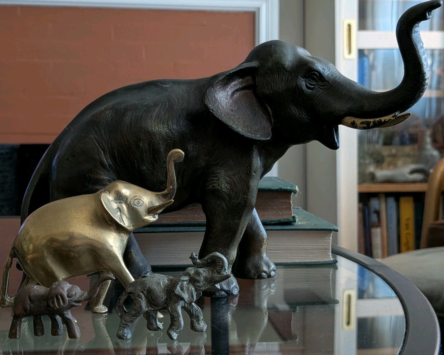 Vtg Elephant Statue Collection Brass & Metal Animal Art Safari Lot Boho Decor
