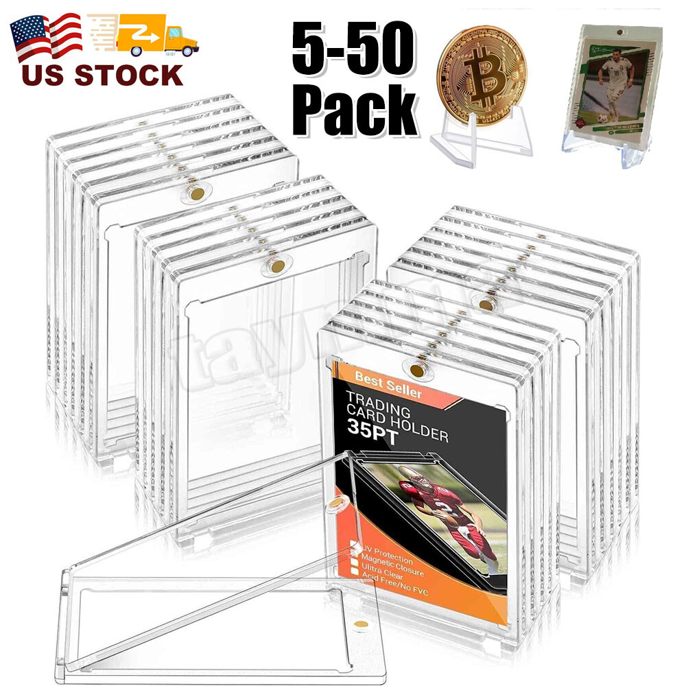 Magnetic Trading Game Sports Card Holders One-Touch UV Protection 5-50 Pack 35pt
