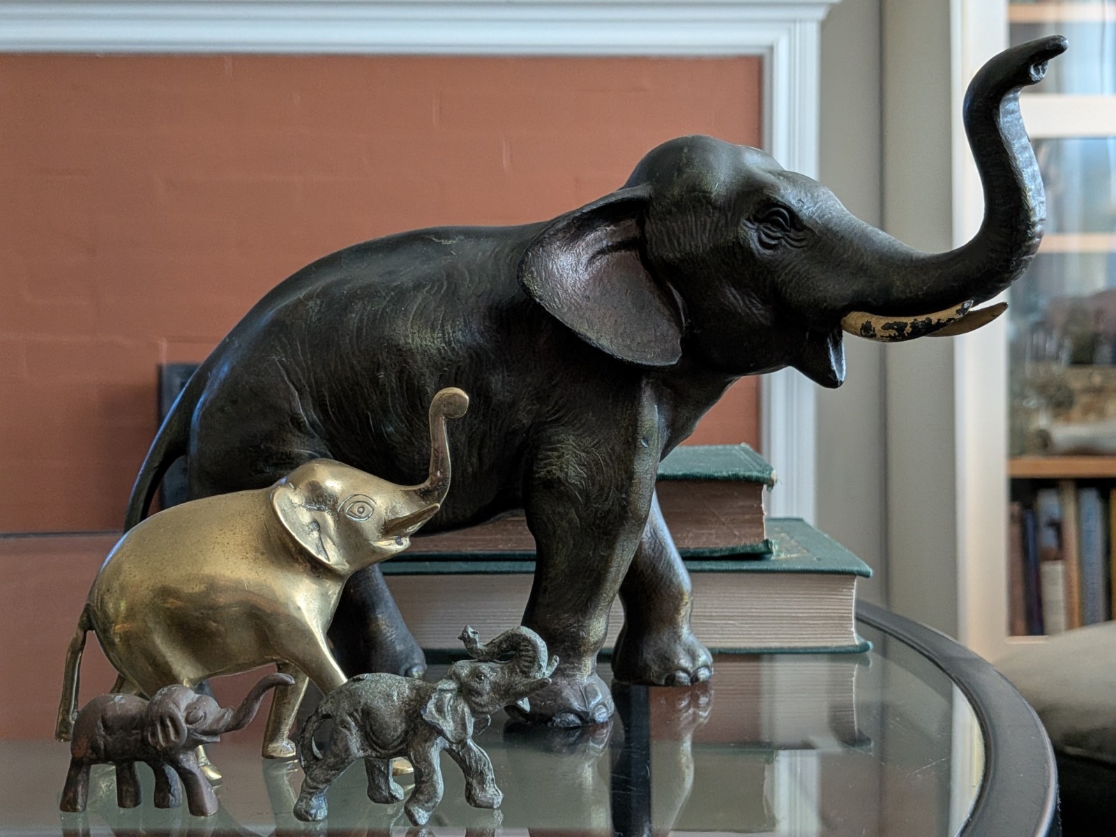 Vtg Elephant Statue Collection Brass & Metal Animal Art Safari Lot Boho Decor