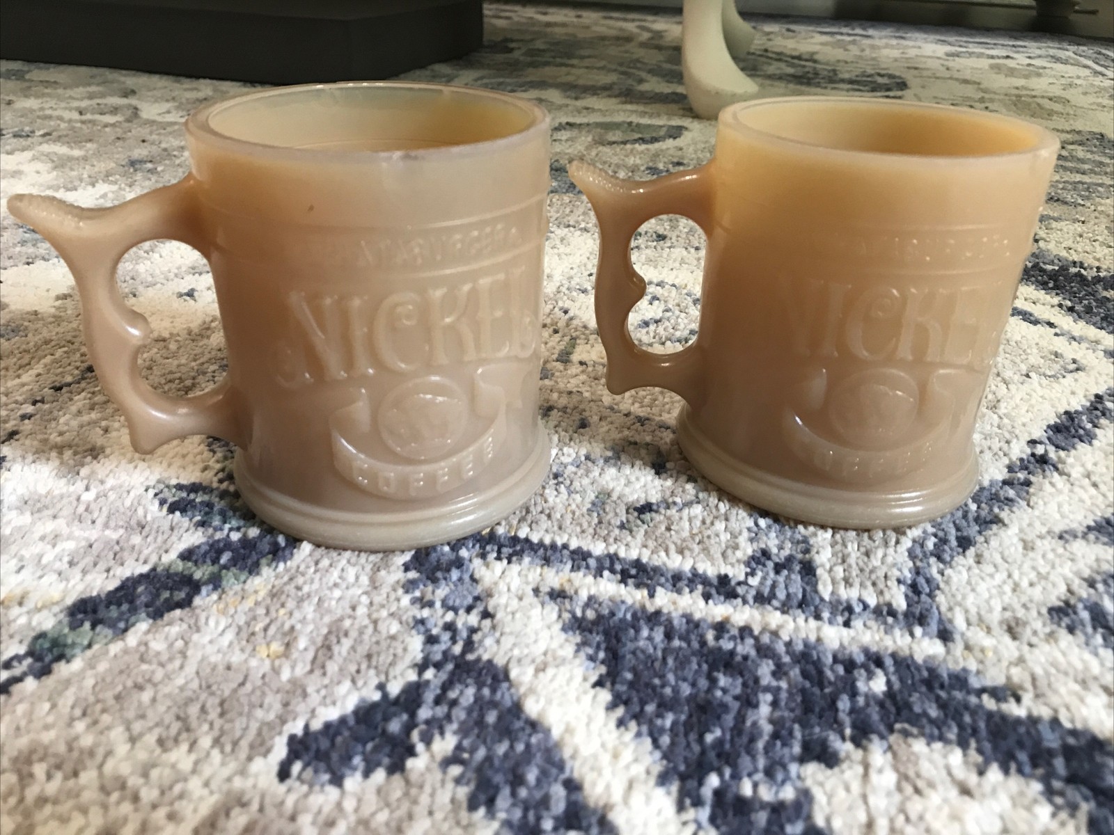 Lot of 2 Whataburger Buffalo Nickel Coffee Cups Mugs Butterscotch Caramel Glass