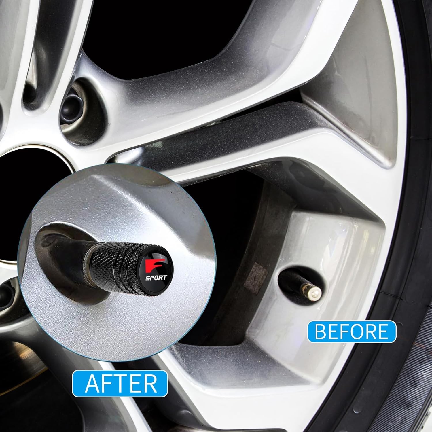4pcs Tire Valve Stem Caps, Compatible with Lexus f Sport Series Stem Cap Univers