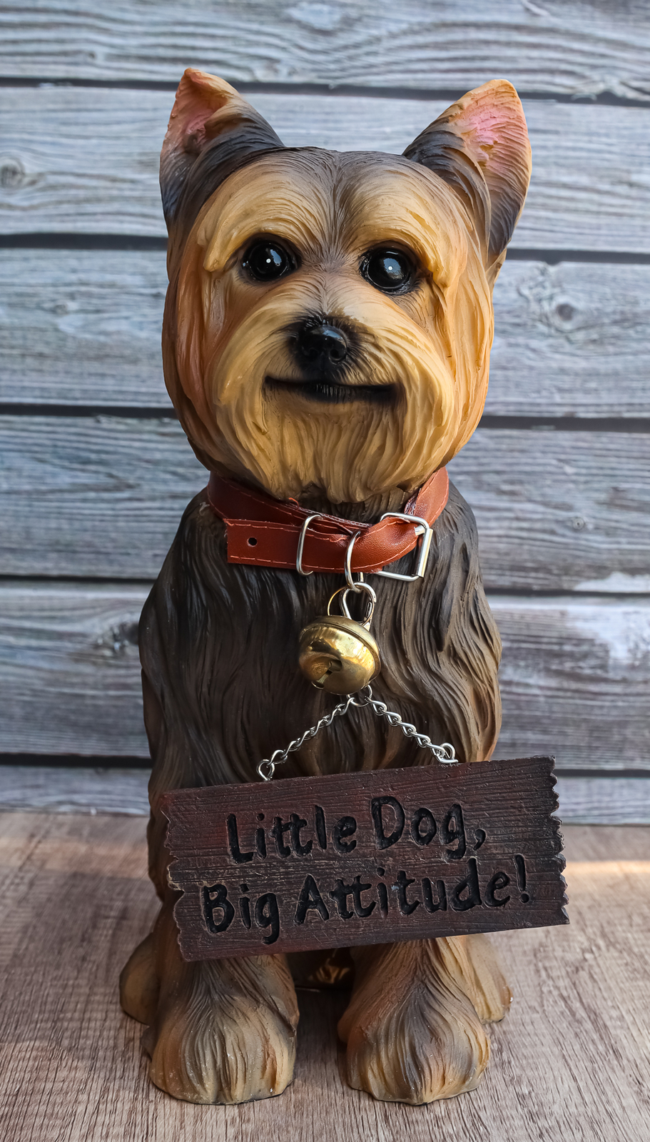 Yorkie Dog Garden Statue 12.5″H Yorkshire Terrier Welcome Figurine Jingle Collar