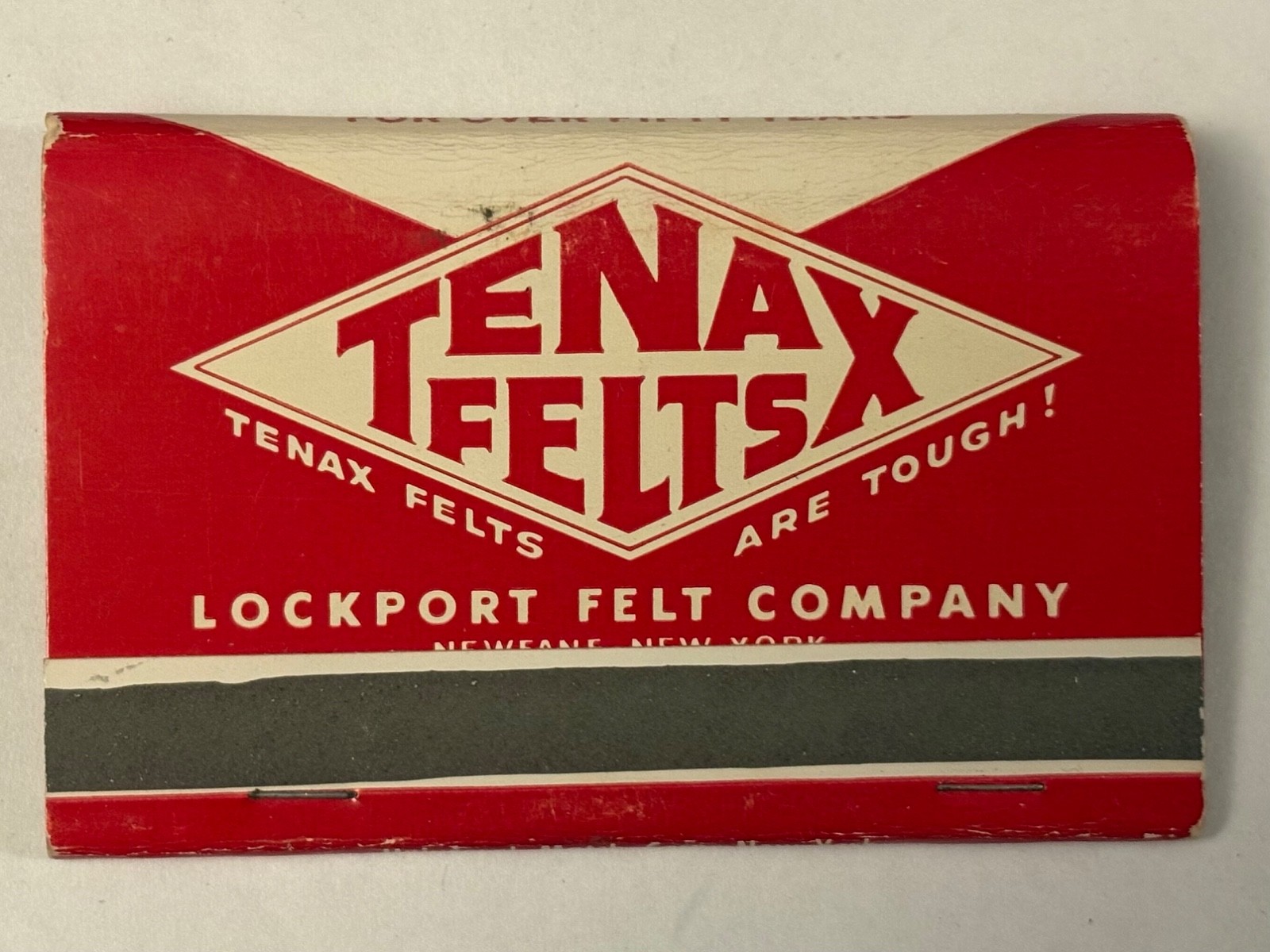 Tenax Felts Full Matchbook Lockport Felt Company Newfane New York NY 40 Strike