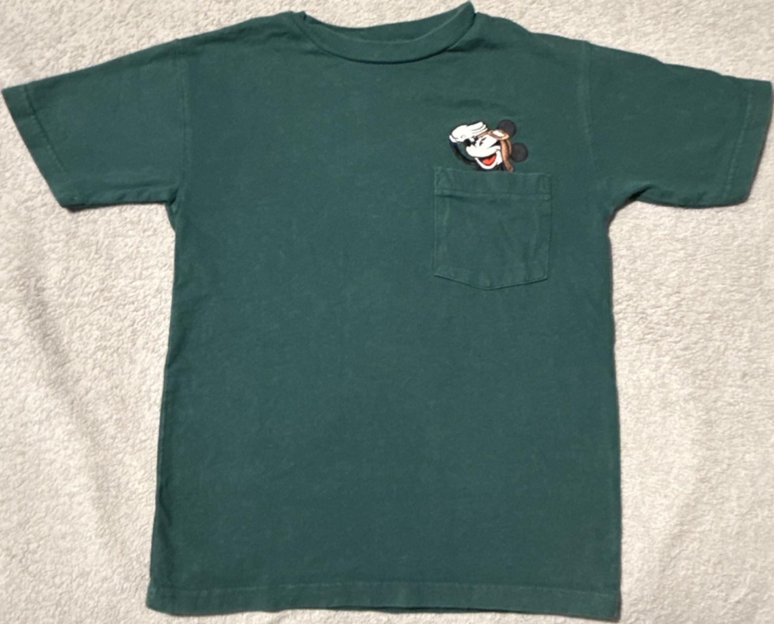 Disney Store Green Pocket T-Shirt Embroidered Mickey Mouse Unisex kids
