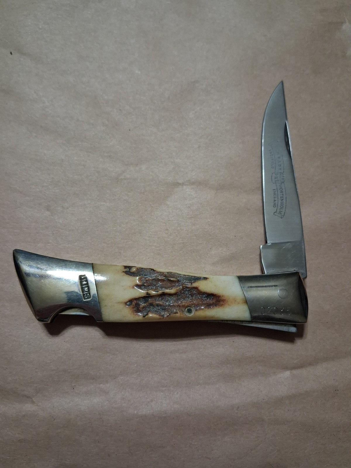 Vintage Schrade IXL, Bone Lockback with Sheath, Unused, Stag Knife, Schrade Stag