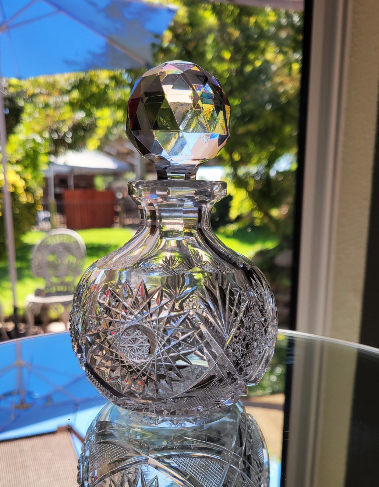 Antique American Brilliant Cut Glass Cologne Bottle by Meriden Co. Savoy Pattern