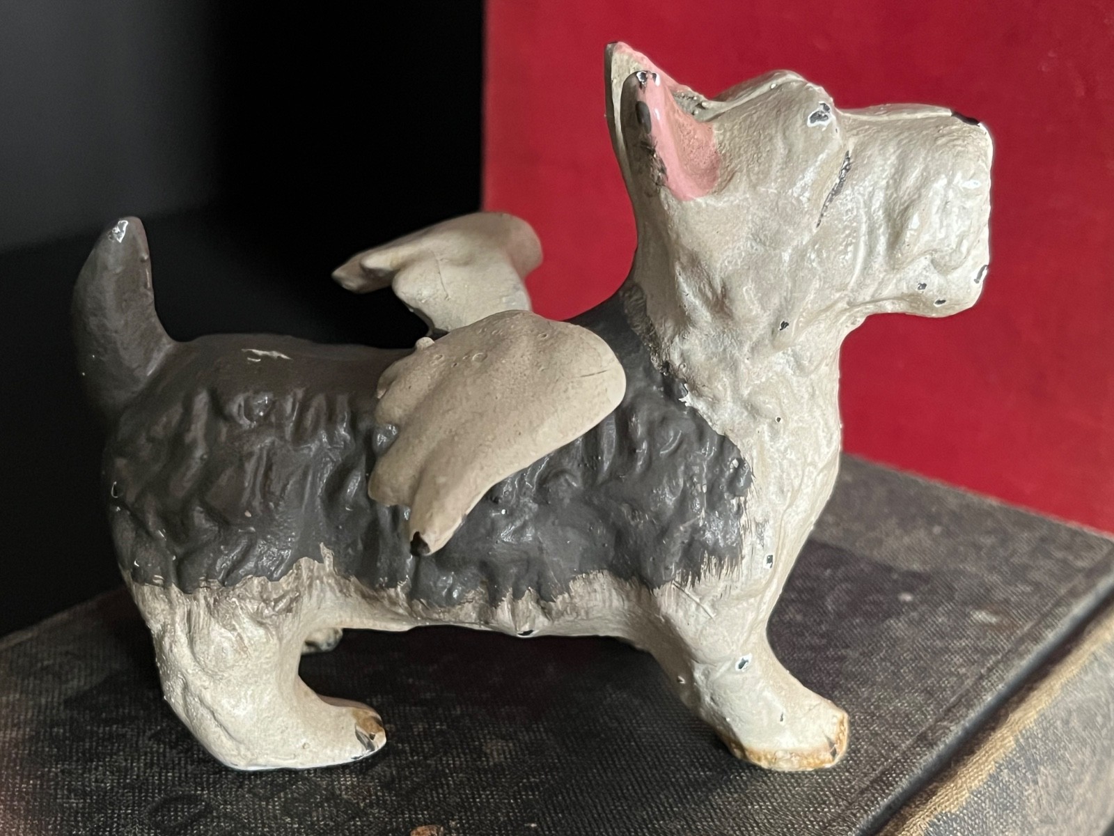 Vintage Scottish Terrier Dog w/Wings Angel Figurine Cast Iron 4.5″ x 3.5”