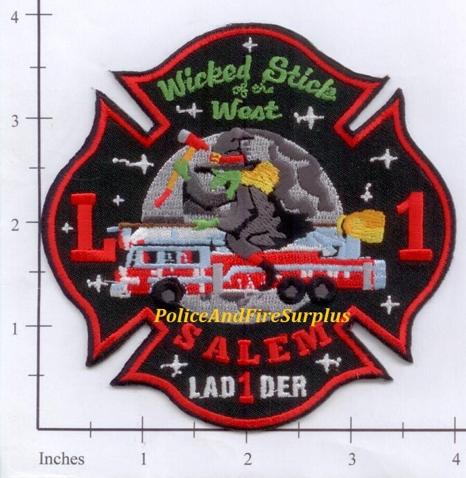 Massachusetts – Salem MA Ladder 1 Fire Dept Patch – Wicked Stickes of The West