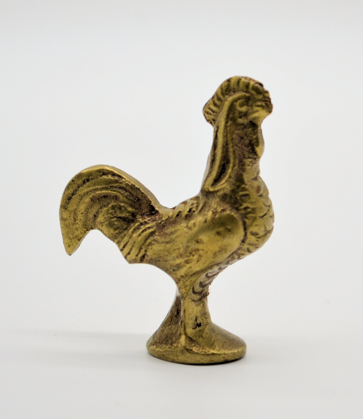 Solid Brass Rooster Figurine Vintage 2-¼” Tall 1-¾” Nose to Tail ¾” Wide 3oz C-2