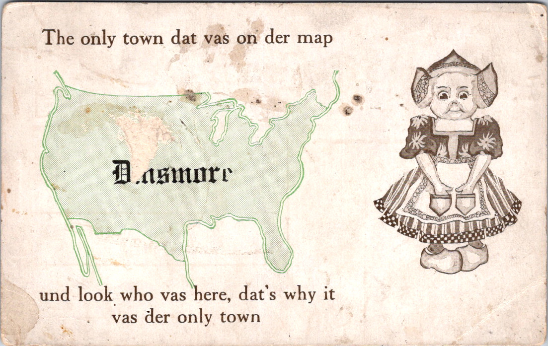 Vintage Postcard Dinsmore Map Humor Town Pennsylvania 1910 Funny