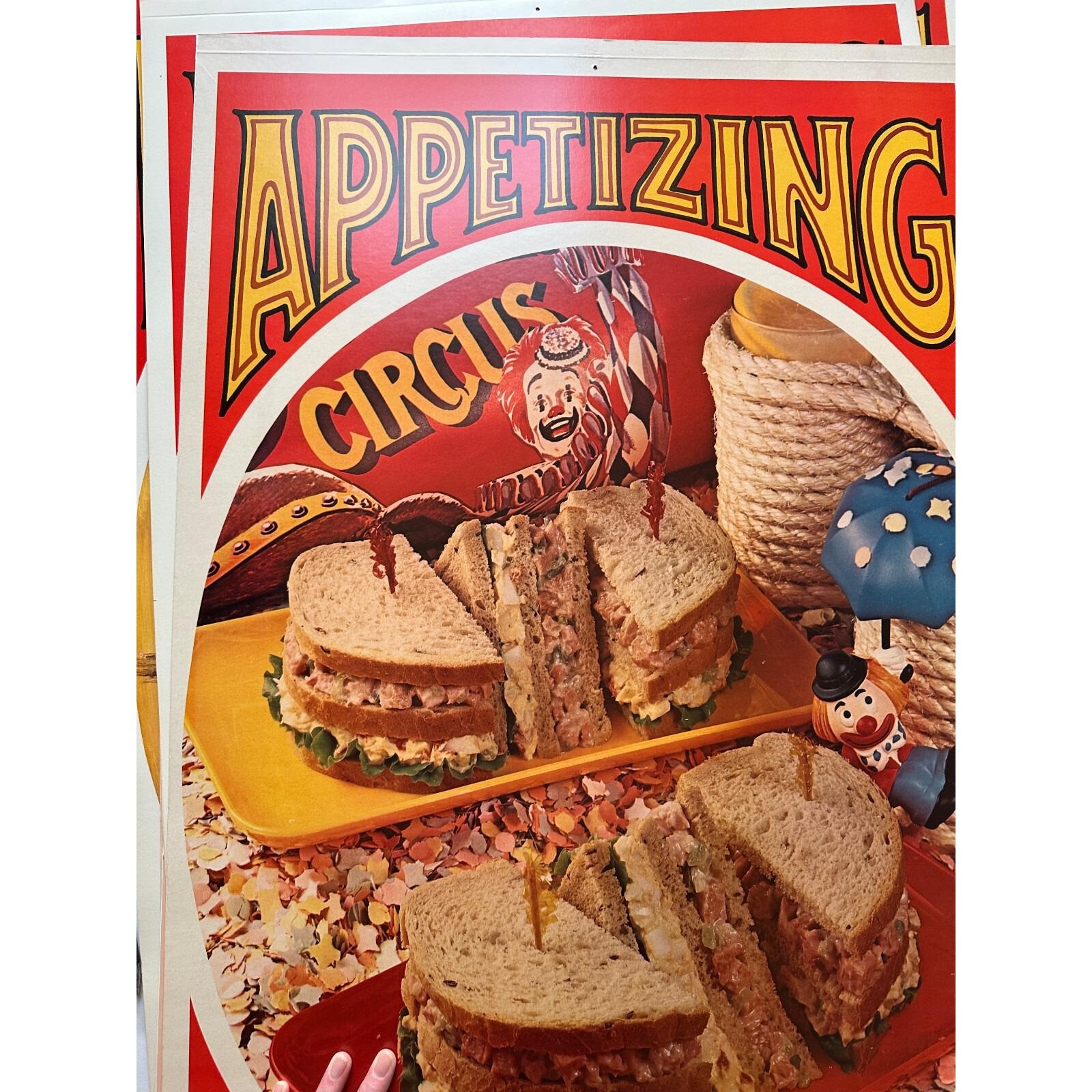 Vintage Kraft Litho Circus Poster Sandwich Appetizing Grocery Store Ad JS