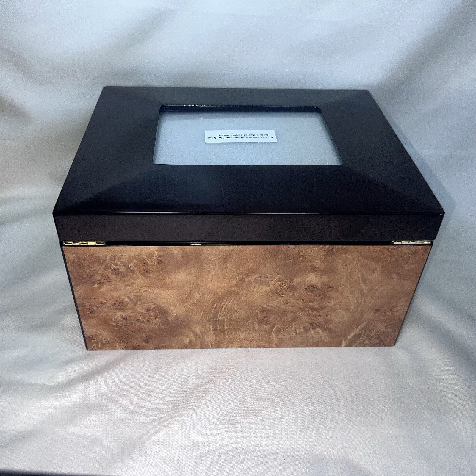 Lacquered Burl Walnut Veneer High Gloss Finish Memorial Keepsake Box