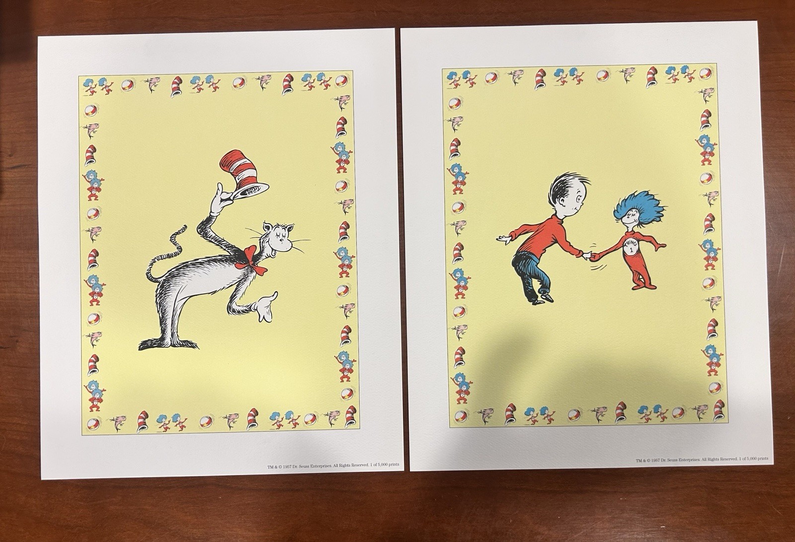 Dr Seuss Prints (2) 1 of 5,000 – Cat In The Hat Thing – 10 1/2 x 8 1/2