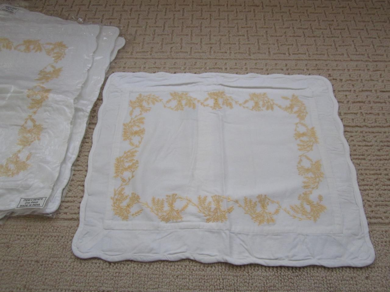NOS SOURCE PERRIER Collection White Cotton Sateen Wheat Embroidered Boudoir Sham