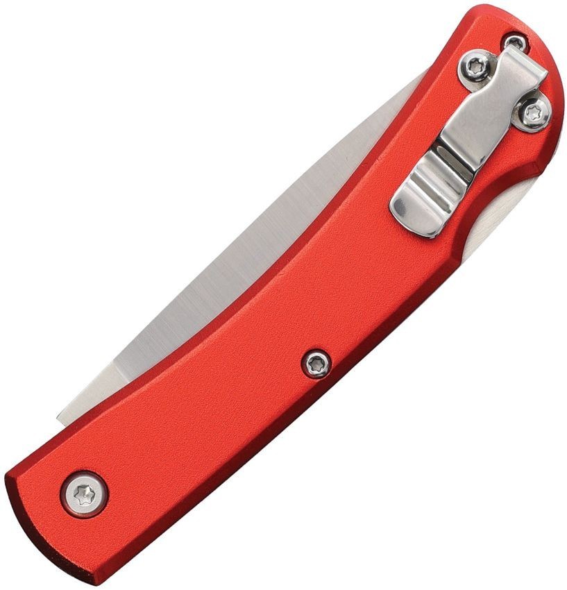 BEAR & SON KNIFE – 3.63″ LOCKBACK RED ALUMINUM HANDLES – S/S BLADE – USA – NIB