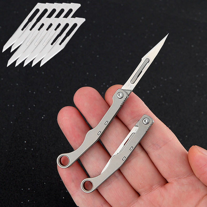 Mini Titanium Utility Folding Knife Blade Pocket Keychain Outdoor For EDC NEW
