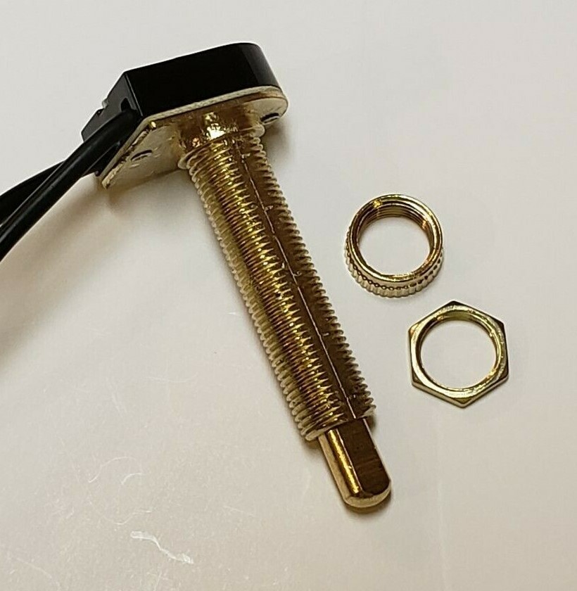 PUSH BUTTON ON-OFF BRASS PLATED CANOPY SWITCH SINGLE POLE 1 1/8″ SHANK NEW 791G