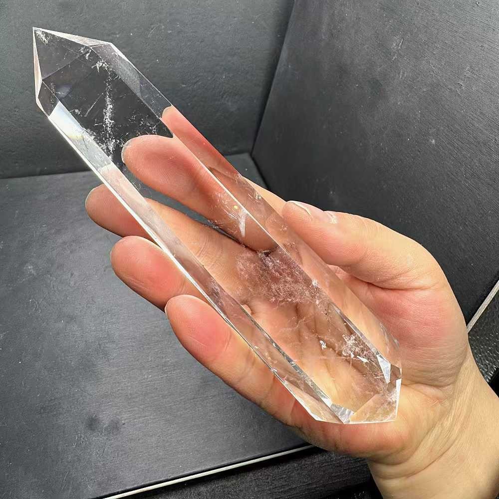 293g Natural White Quartz Obelisk Crystal Double Point Tower Reiki Decor