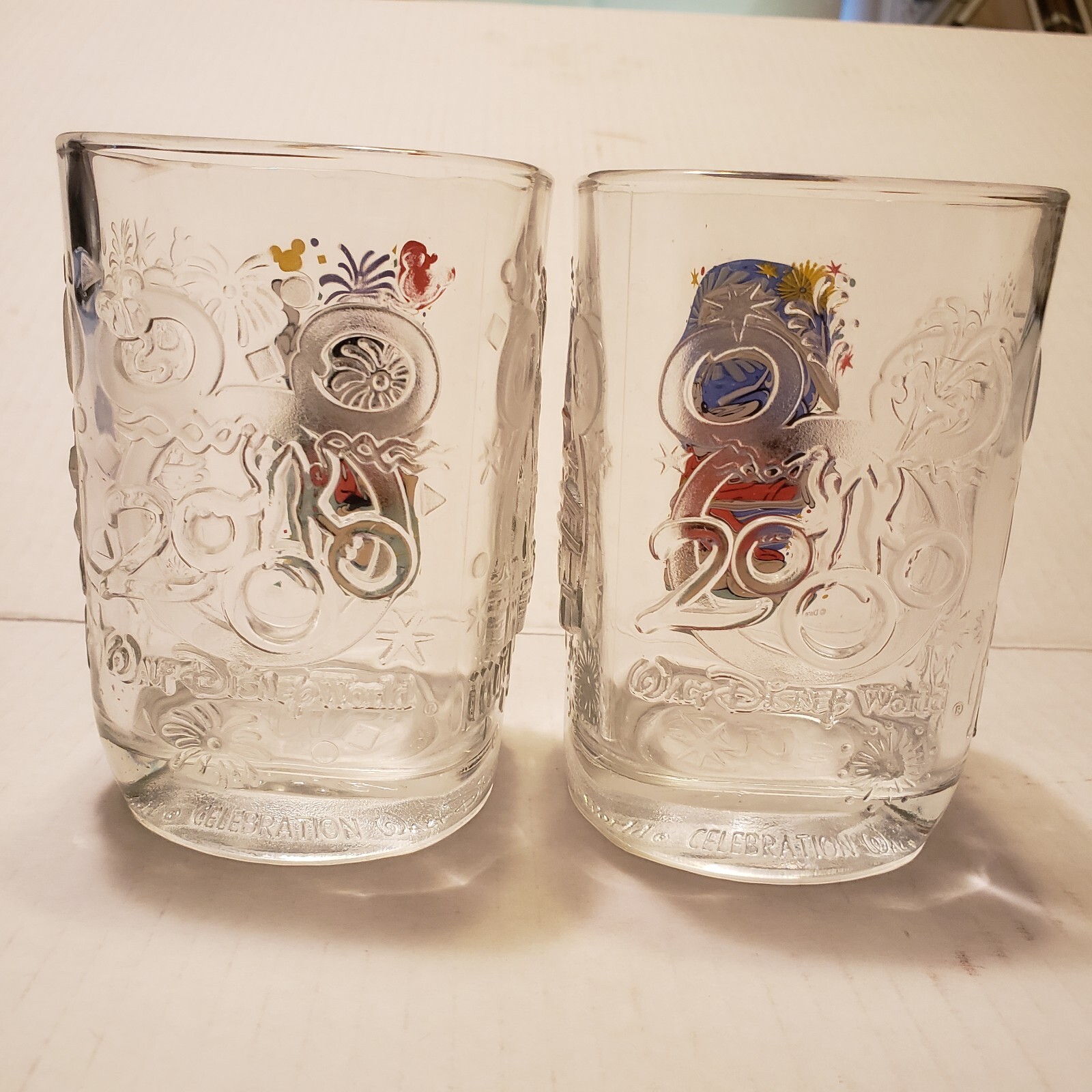 Disney Mickey Mouse Celebration 2000 McDonald’s Glasses set of 2 Collectible