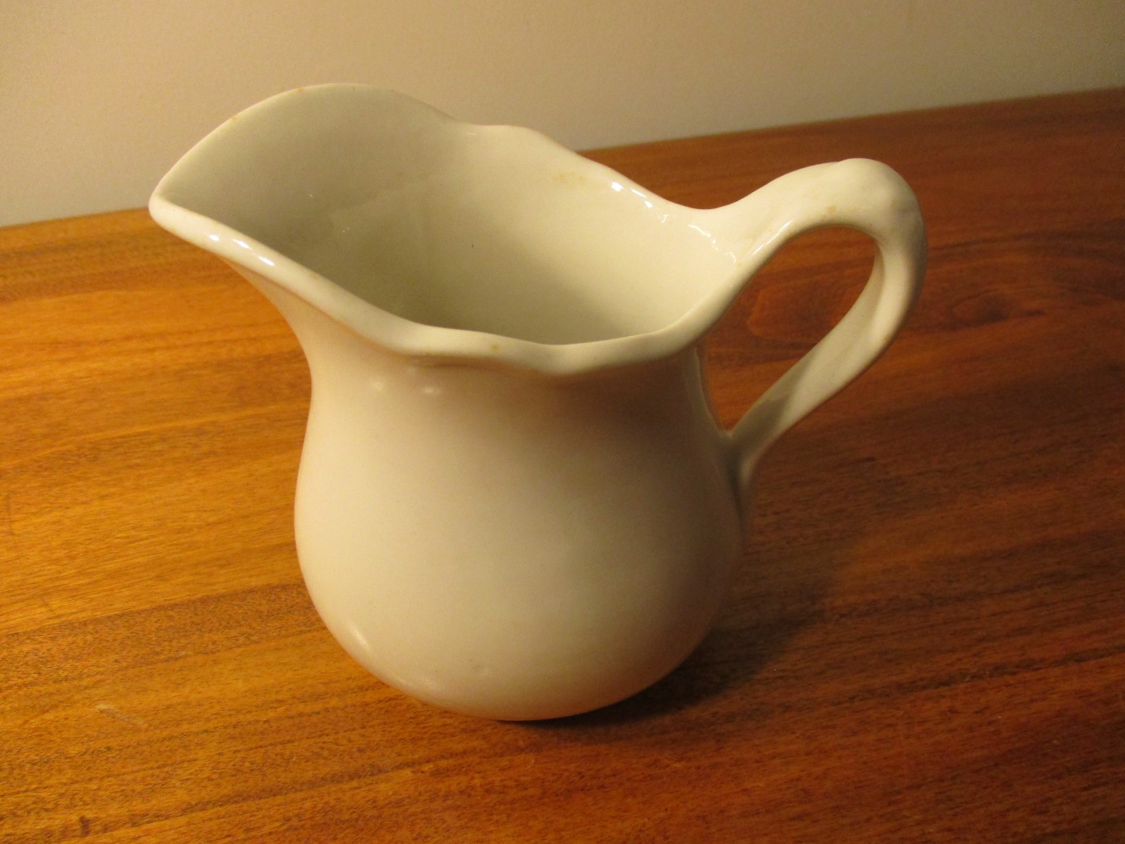 Vintage Mc Nicol China Small Pitcher. Solid White. #42. 5 in. Depth. Large Spout