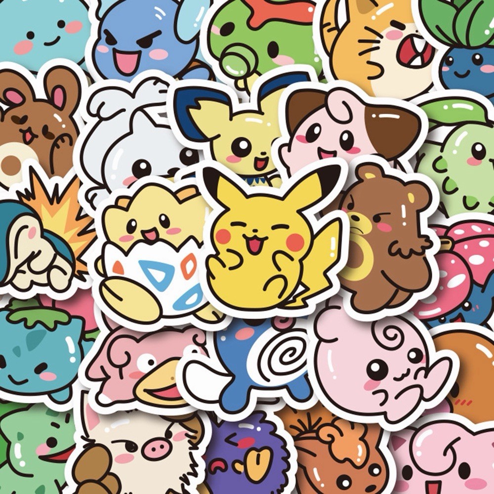 Pokemon Cute Sticker 53pcs Waterproof Great Quality Stickers