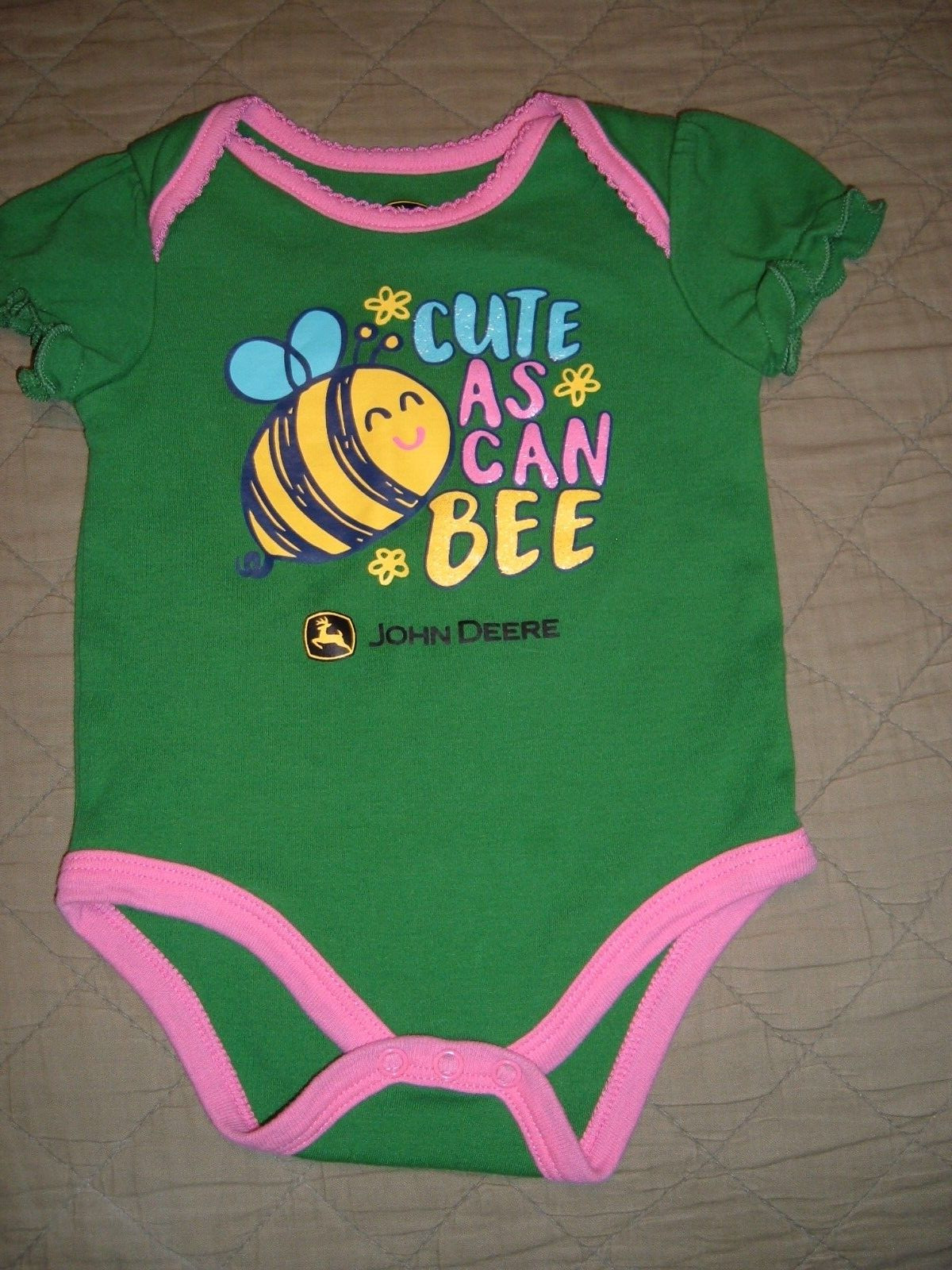 John Deere ‘Cute As Can Bee” Infant Girls 3/6 Months One Piece