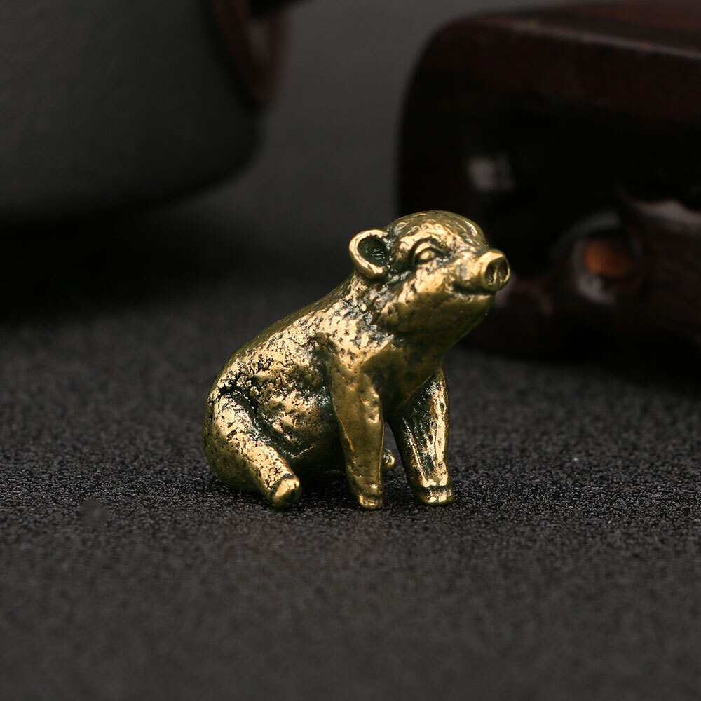Solid Brass Pig Figurine Small Statue Home Ornaments Animal Figurines Gift USA