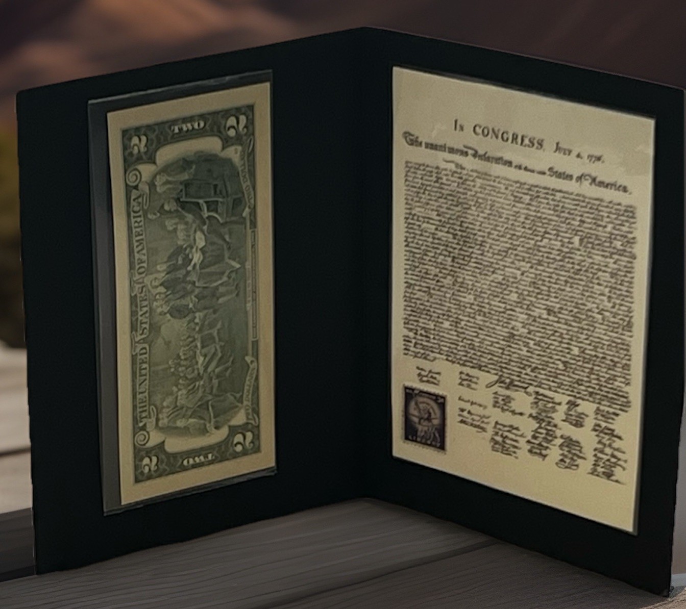 🔥 ESTATE FIND $2 Bill Declaration Display w/ Stamp | Patriotic Lot