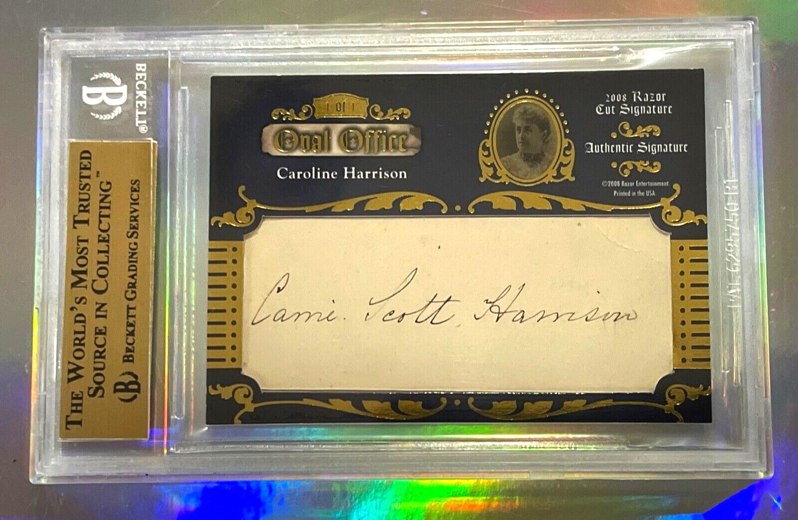 BENJAMIN HARRISON & CAROLINE HARRISON OVAL OFFICE DUAL CUT SIGNATURE CARD 1/1