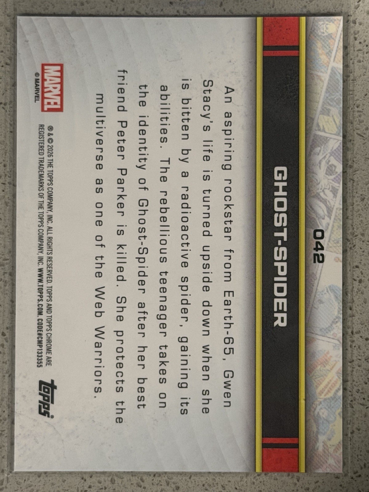 2026 Topps Chrome Marvel Ghost Spider Orange Lightning Refractor /25