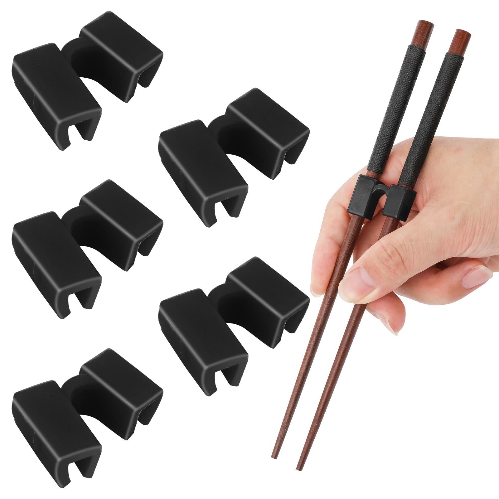 6 Pairs Reusable Chopsticks Helper,Chopsticks 1.18× 0.74 inches, Multicolor