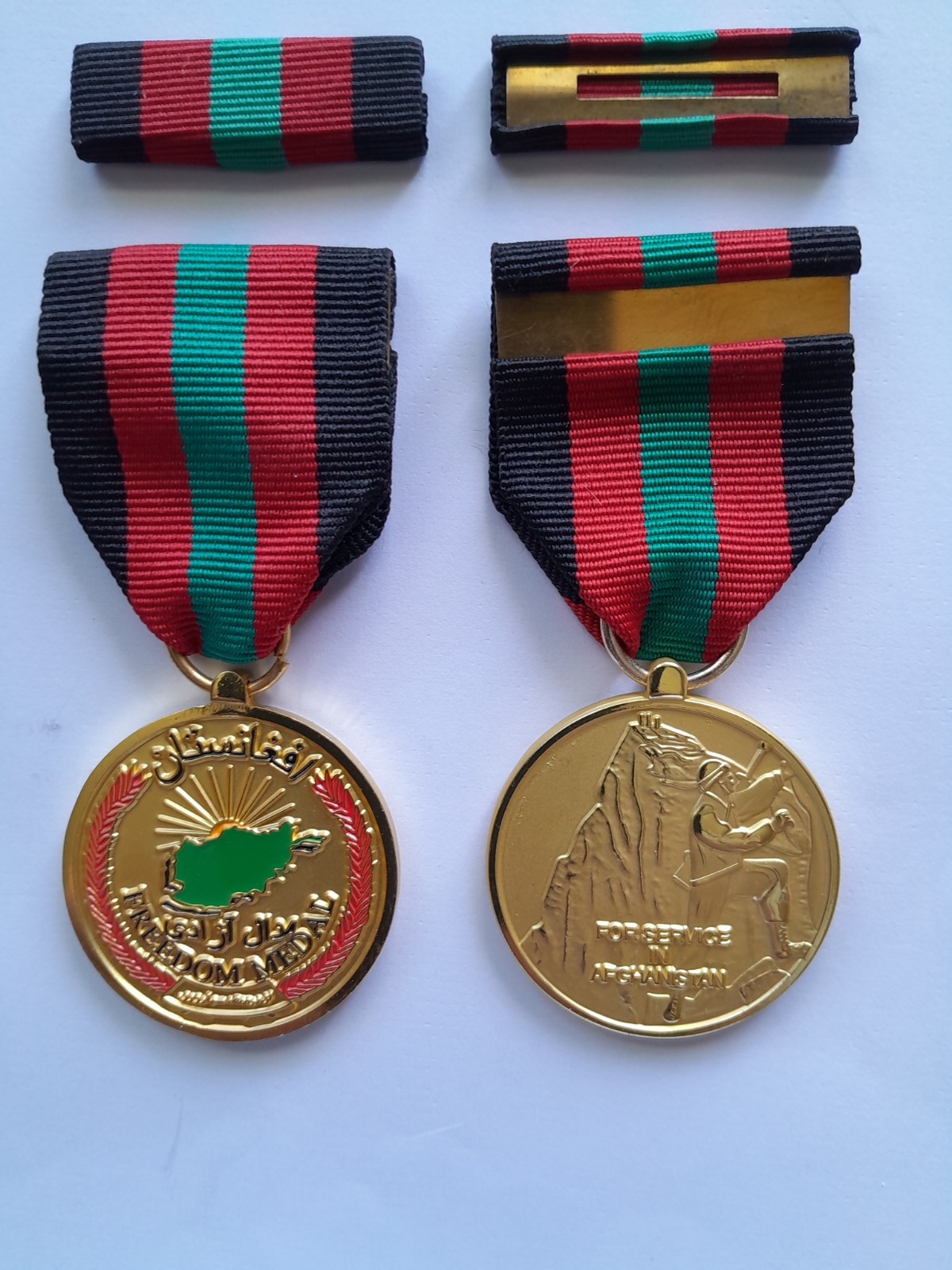 AFGHANISTAN FREEDOM MEDAL WITH TWO SERVICE RIBBONS
