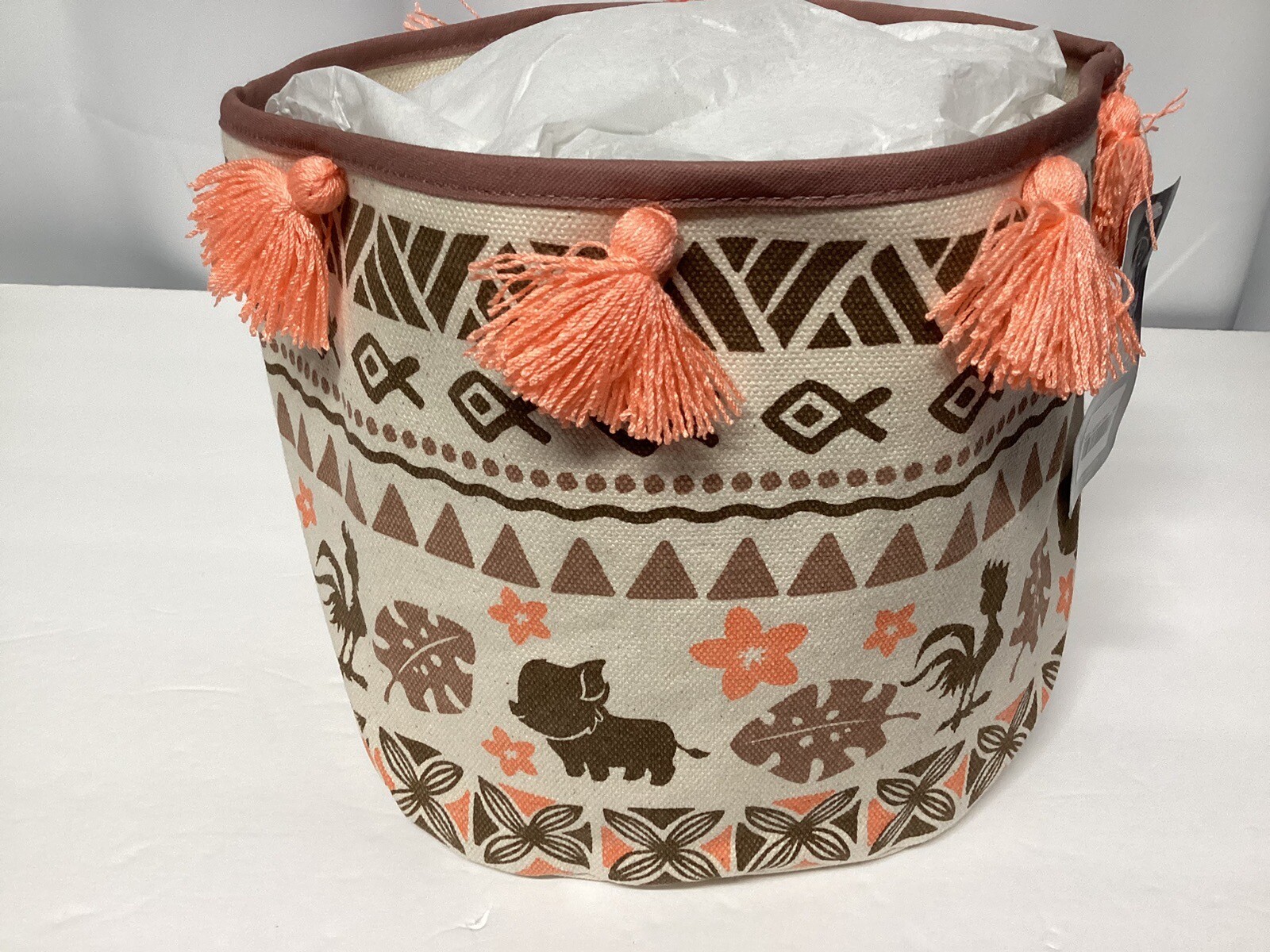 Disney Parks Moana Spotlight Pua and Hei Hei Woven fabric Planter Cover New Tag