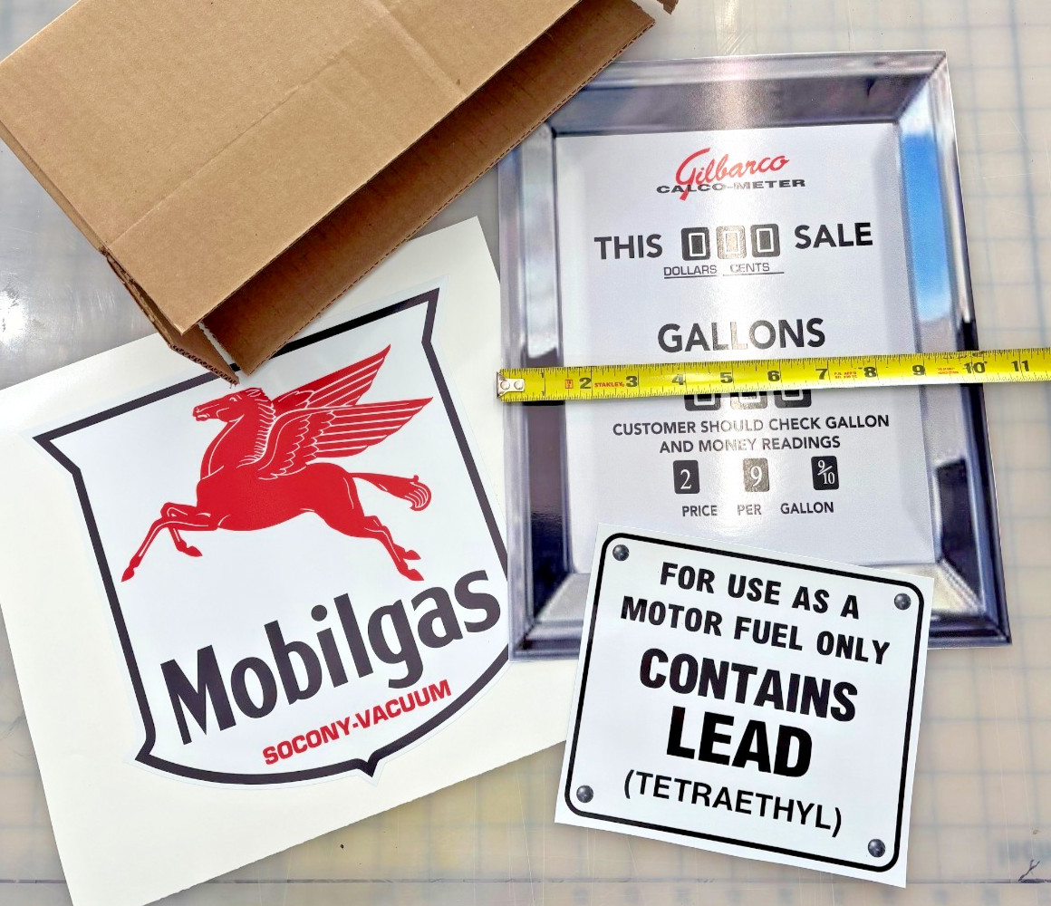 Mobilgas Vintage Gas Pump Sticker kit Door Mural/Fridge Wrap great 4 Man Cave