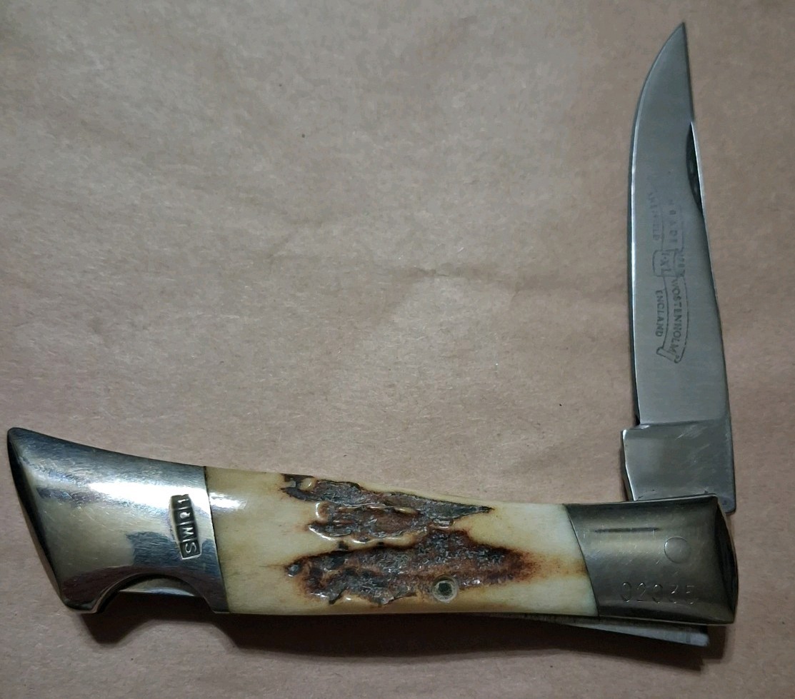 Vintage Schrade IXL, Bone Lockback with Sheath, Unused, Stag Knife, Schrade Stag