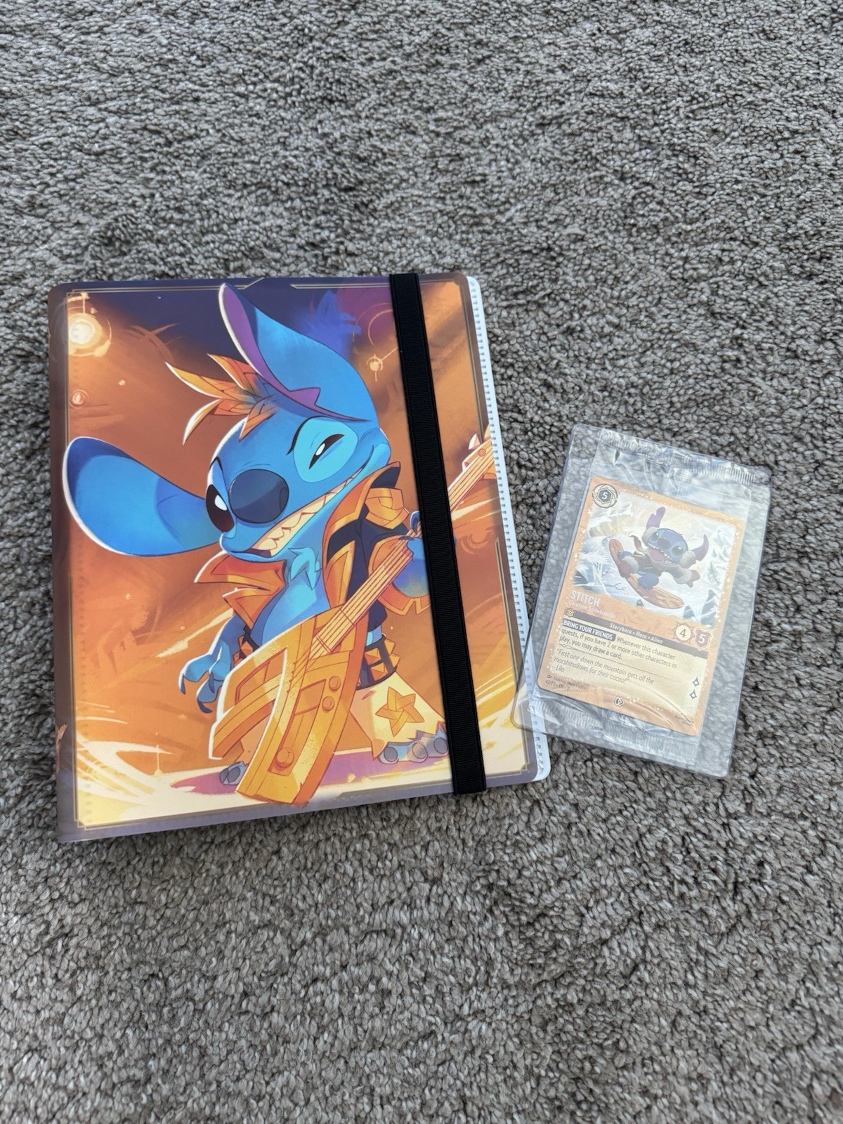 Lorcana Stitch Carefree Snowboarder 42/P3 Promo Glimmer Foil Sealed & Binder