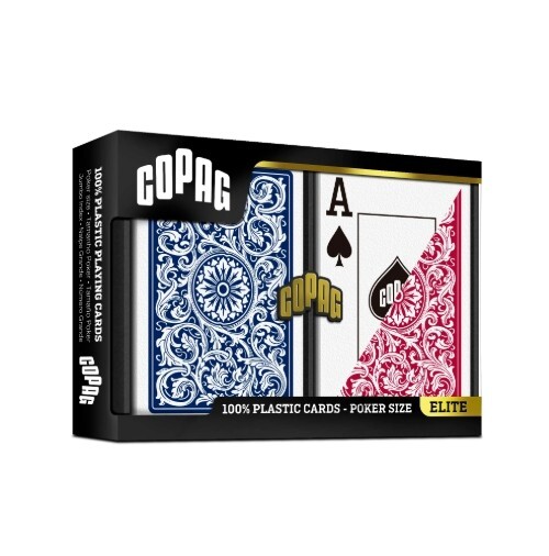 COPAG 1546 100% PLASTIC PLAYING CARDS – POKER SIZE JUMBO INDEX BLUE/RED
